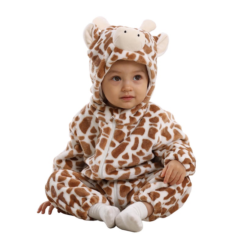 TONWHAR Unisex-Baby Animal Onesie Costume Cartoon Animal Outfit Homewear Kids' One-Piece Rompers(18-24 Months, Giraffe) - Image 1